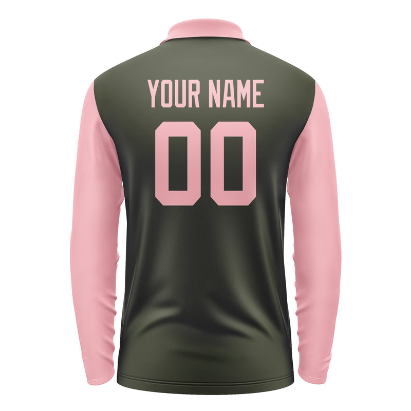 Custom Olive Light Pink Long Sleeve Polo Shirt Pl022121B121