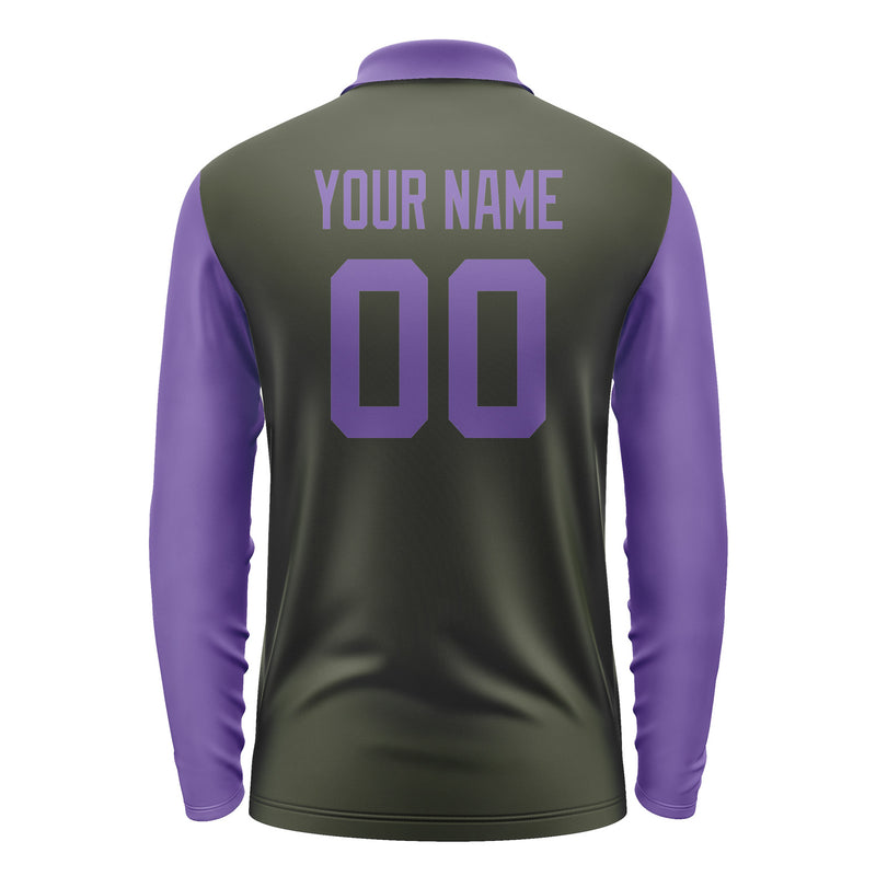 Custom Olive Light Purple Long Sleeve Polo Shirt Pl022323B123