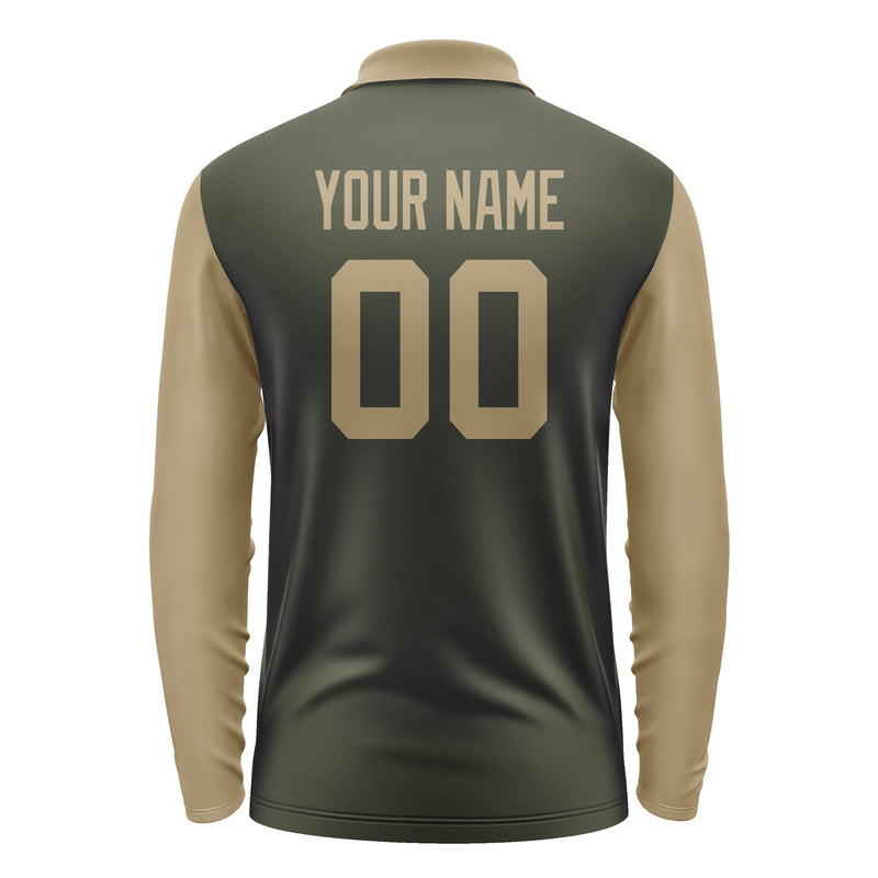 Custom Olive Light Khaki Long Sleeve Polo Shirt Pl022525B125