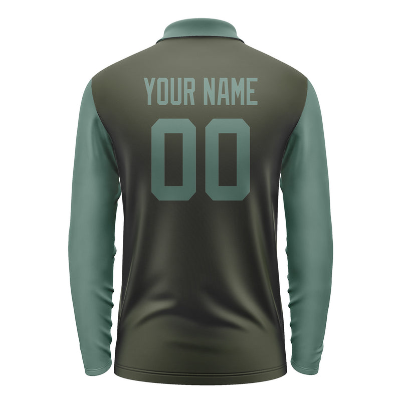 Custom Olive Blue Green Long Sleeve Polo Shirt Pl022727B127
