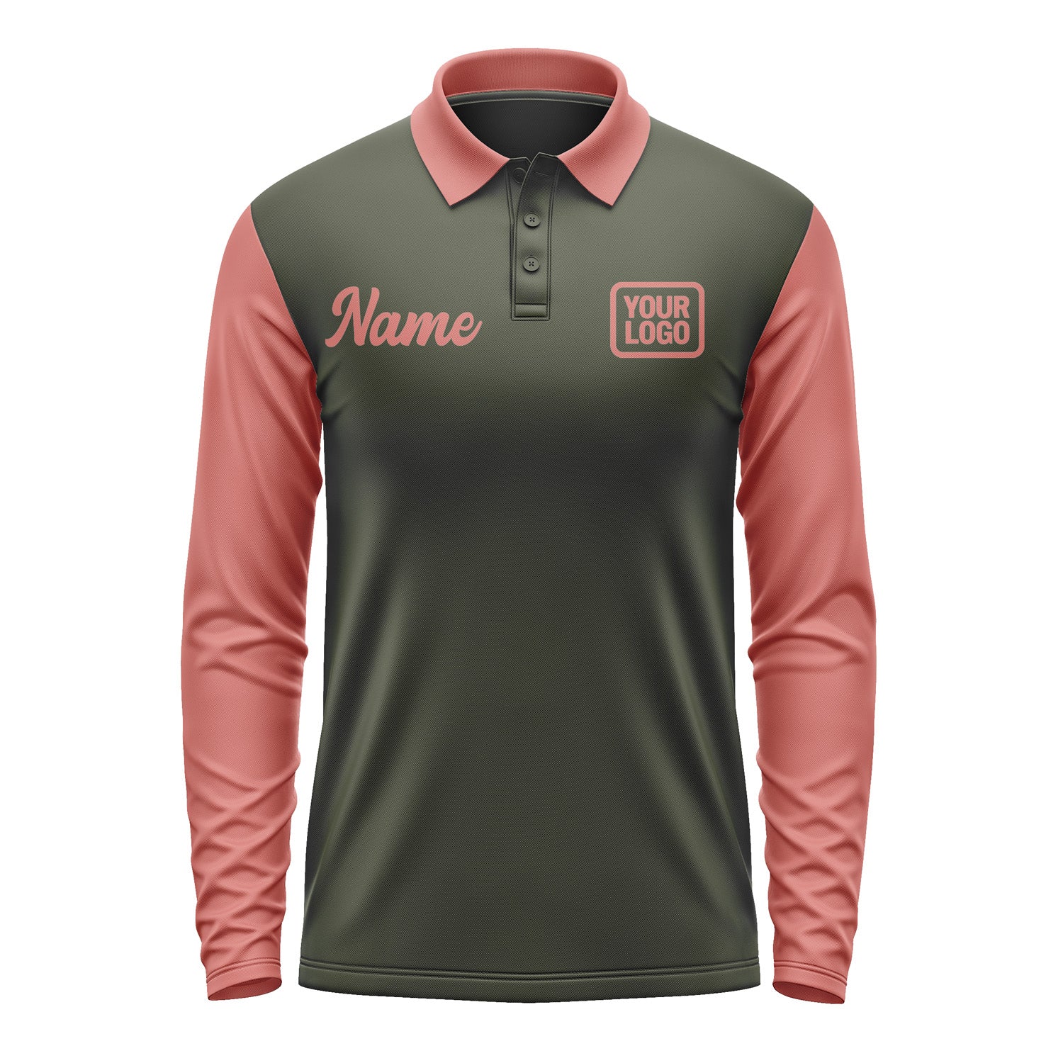 Custom Olive Copper Rose Long Sleeve Polo Shirt Pl022929B129