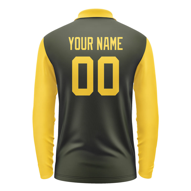 Custom Olive Gold Long Sleeve Polo Shirt Pl023030B130