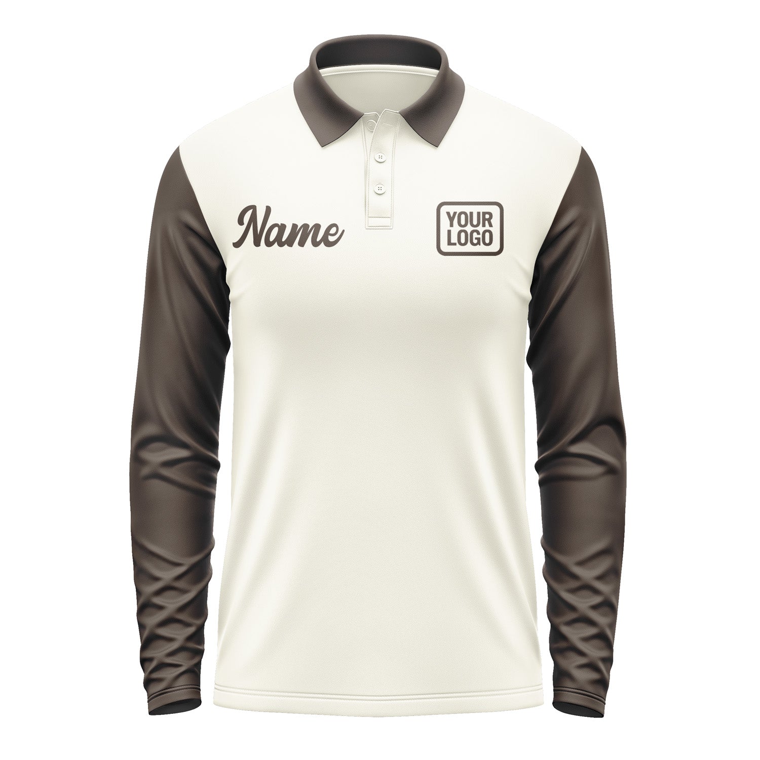 Custom Cream Brown Long Sleeve Polo Shirt Pl030101B101