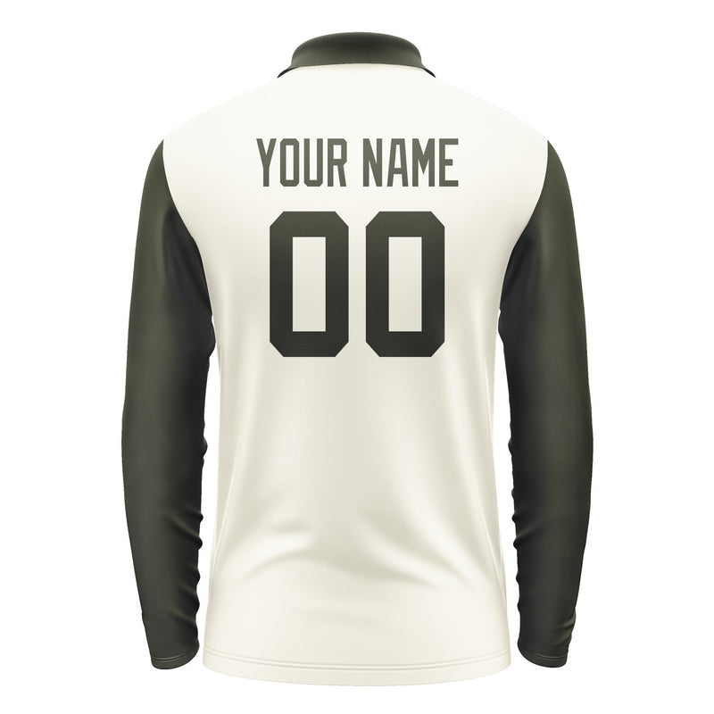 Custom Cream Olive Long Sleeve Polo Shirt Pl030202B102