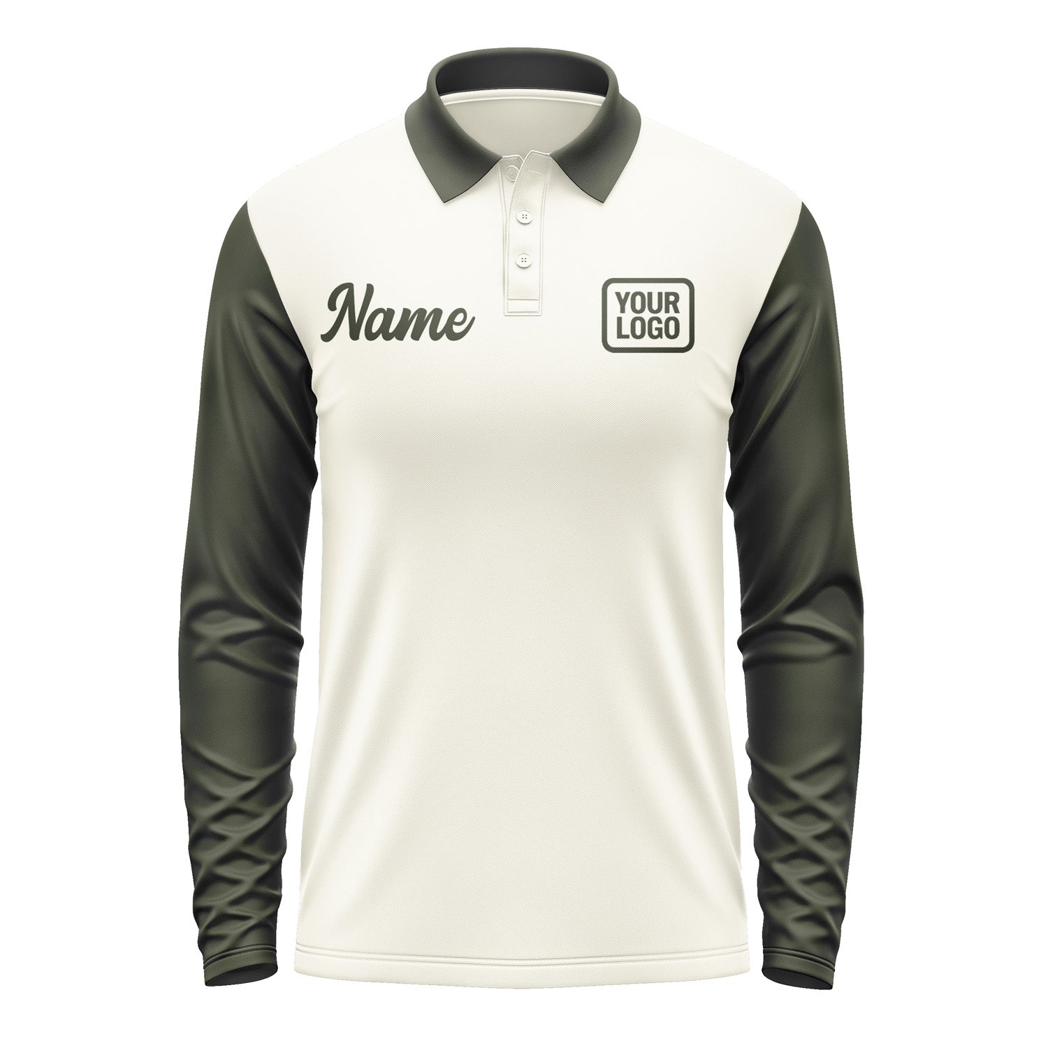Custom Cream Olive Long Sleeve Polo Shirt Pl030202B102