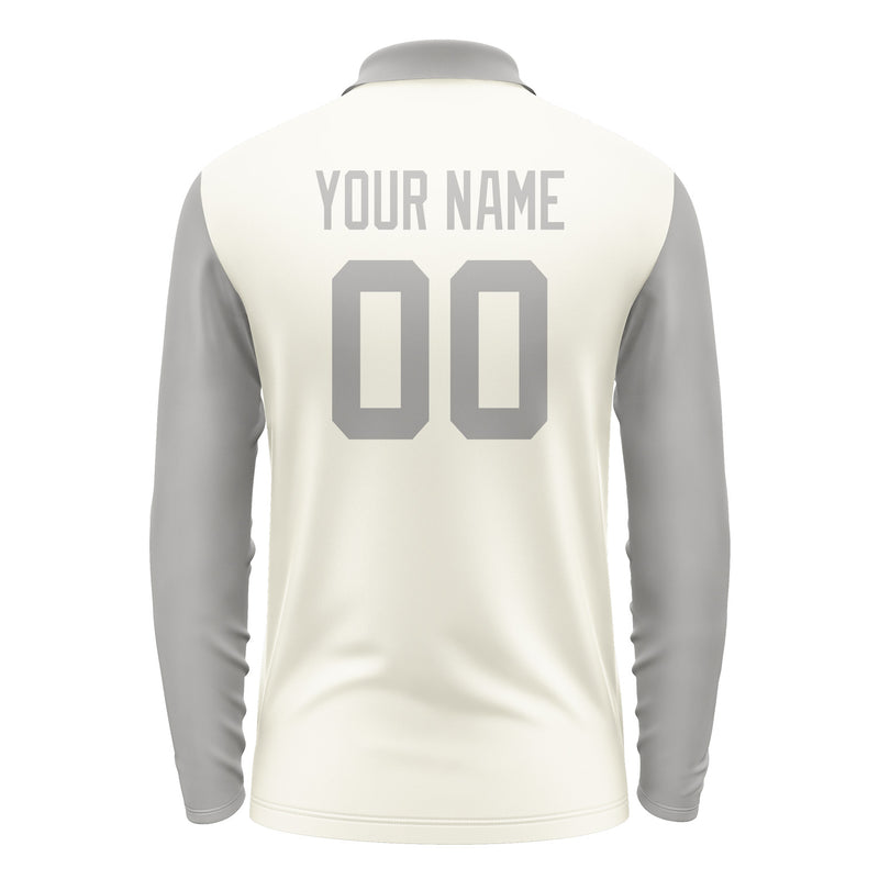 Custom Cream Gray Long Sleeve Polo Shirt Pl030404B104