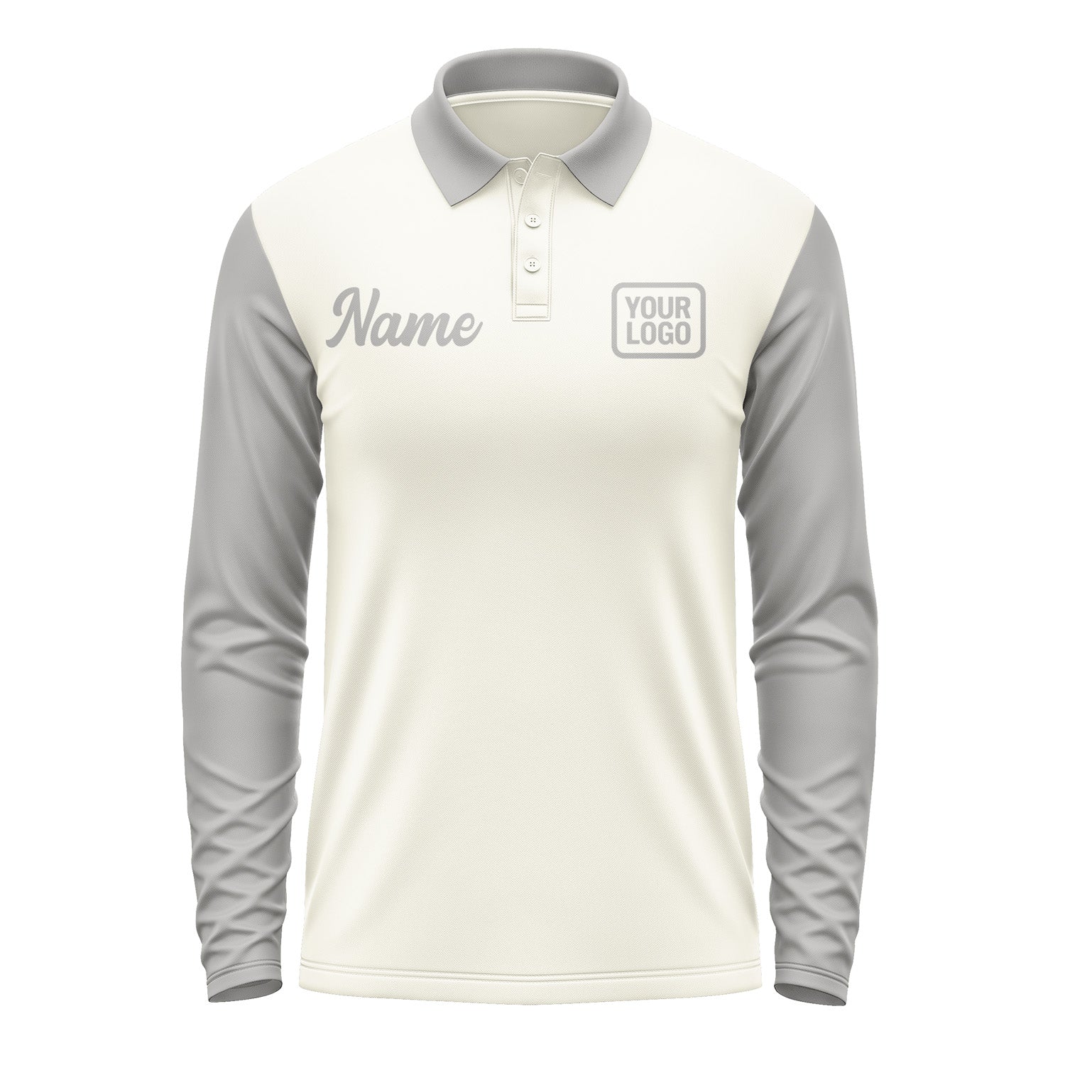 Custom Cream Gray Long Sleeve Polo Shirt Pl030404B104