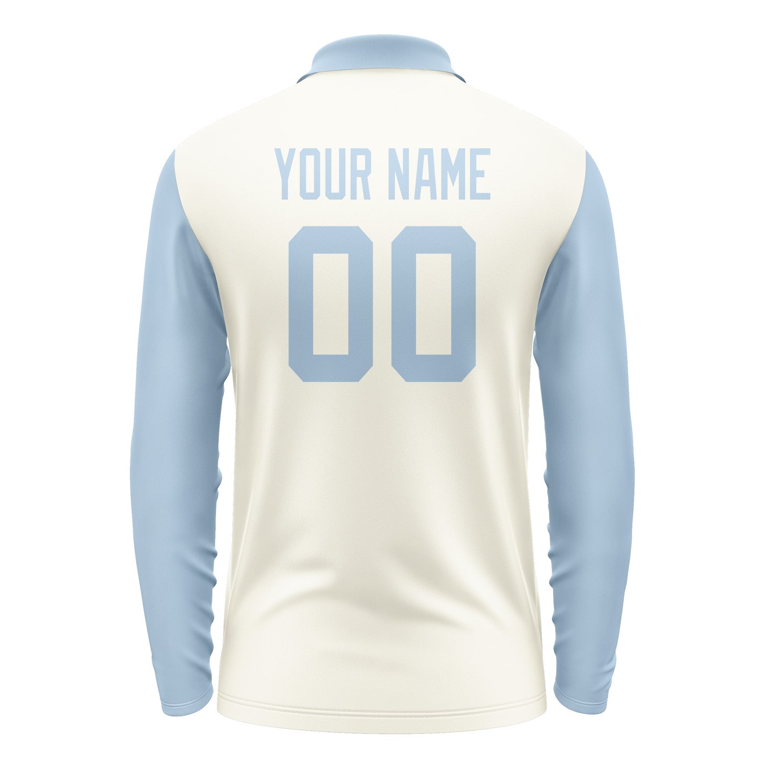 Custom Cream Light Blue Long Sleeve Polo Shirt Pl030808B108