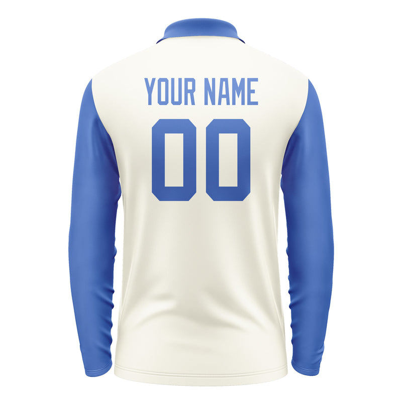 Custom Cream Sky Blue Long Sleeve Polo Shirt Pl030909B109