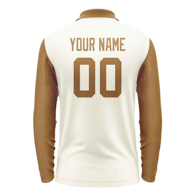 Custom Cream Khaki Long Sleeve Polo Shirt Pl032222B122
