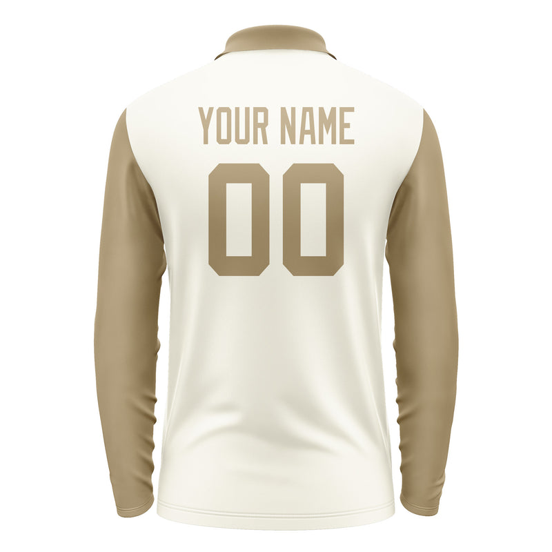 Custom Cream Light Khaki Long Sleeve Polo Shirt Pl032525B125