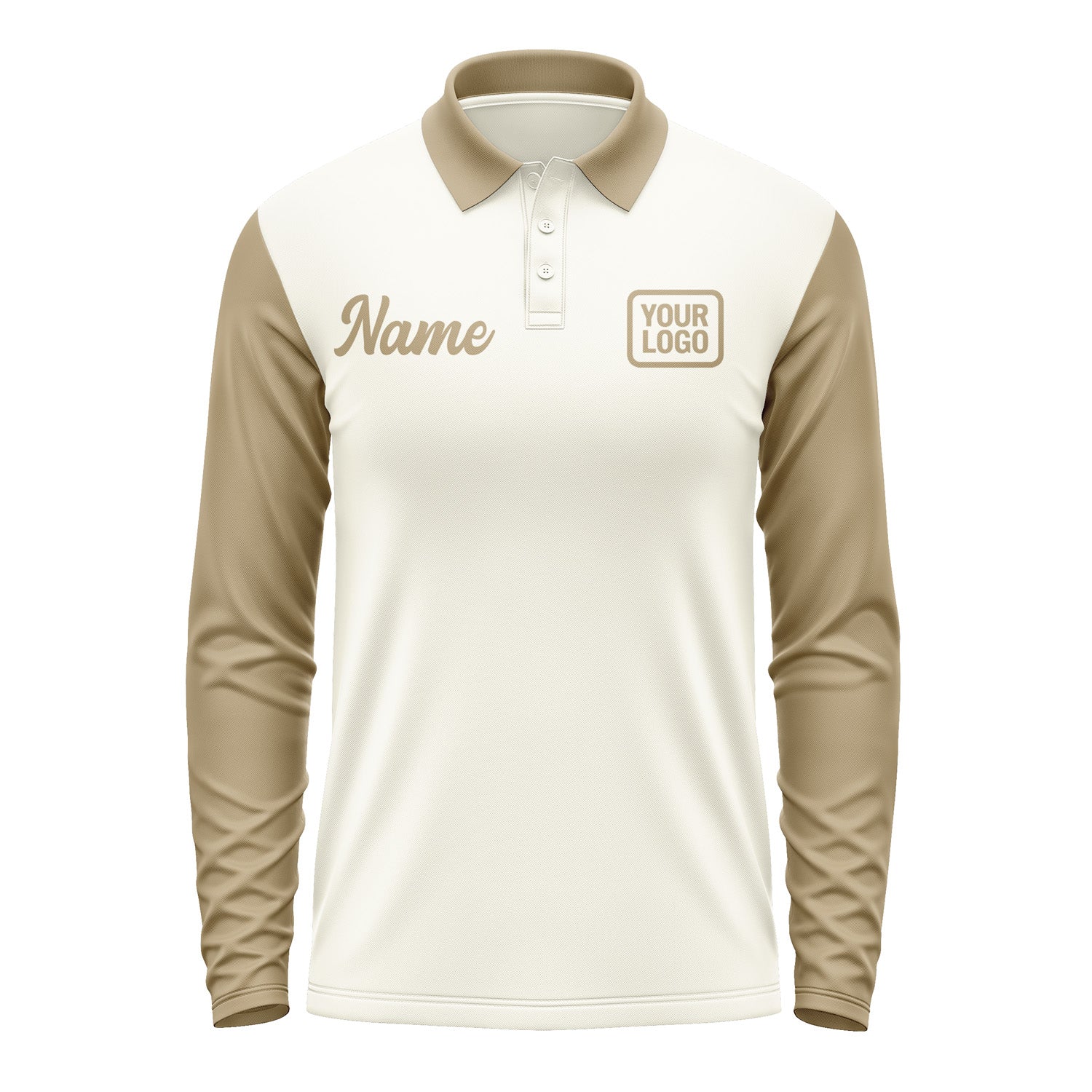 Custom Cream Light Khaki Long Sleeve Polo Shirt Pl032525B125