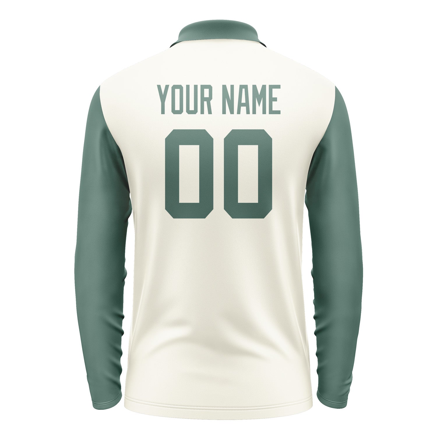 Custom Cream Blue Green Long Sleeve Polo Shirt Pl032727B127