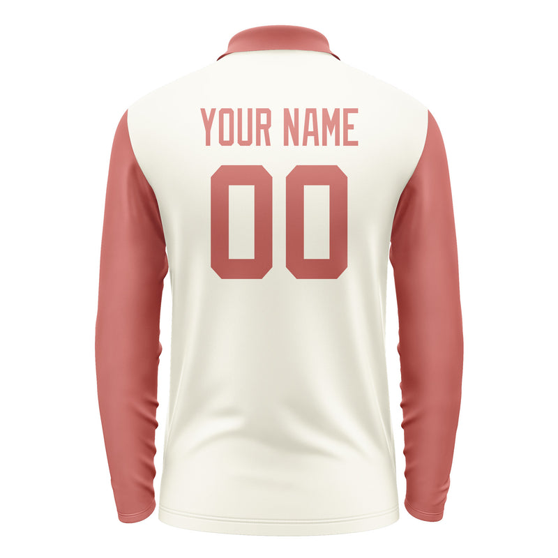 Custom Cream Copper Rose Long Sleeve Polo Shirt Pl032929B129