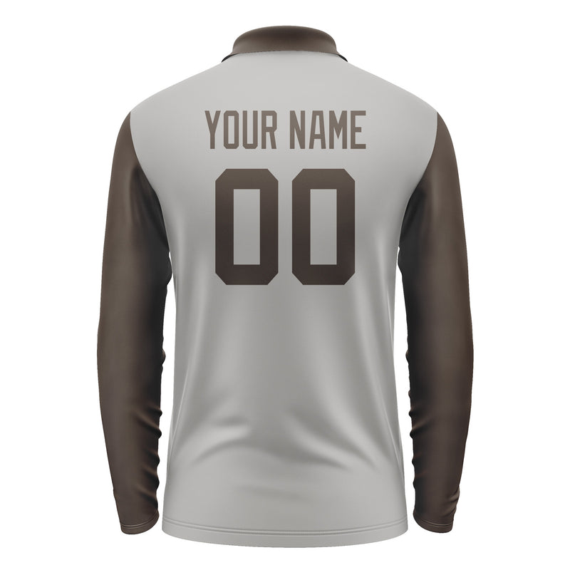 Custom Gray Brown Long Sleeve Polo Shirt Pl040101B101