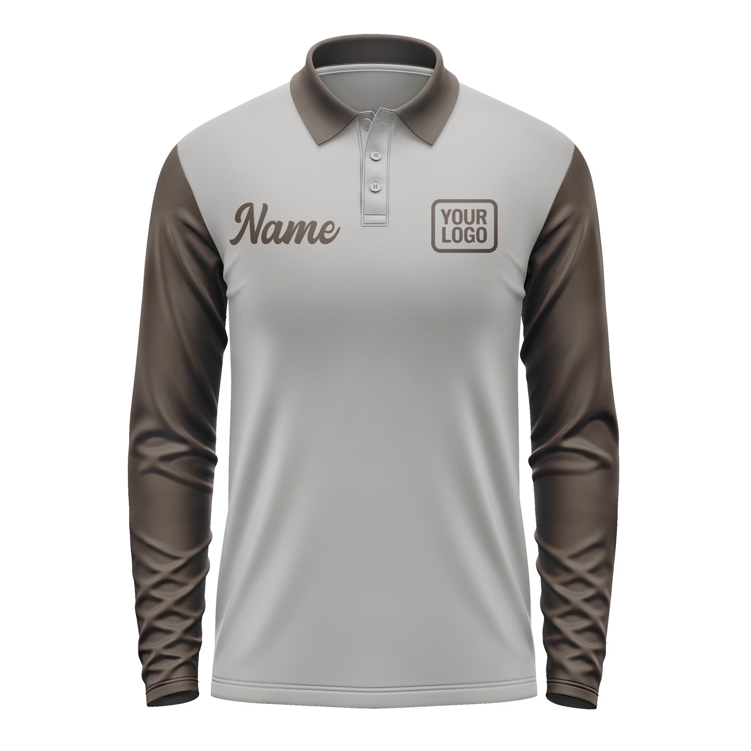 Custom Gray Brown Long Sleeve Polo Shirt Pl040101B101