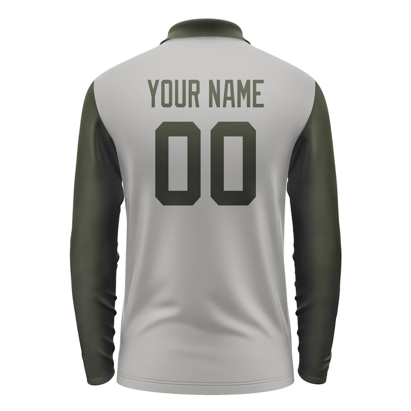 Custom Gray Olive Long Sleeve Polo Shirt Pl040202B102