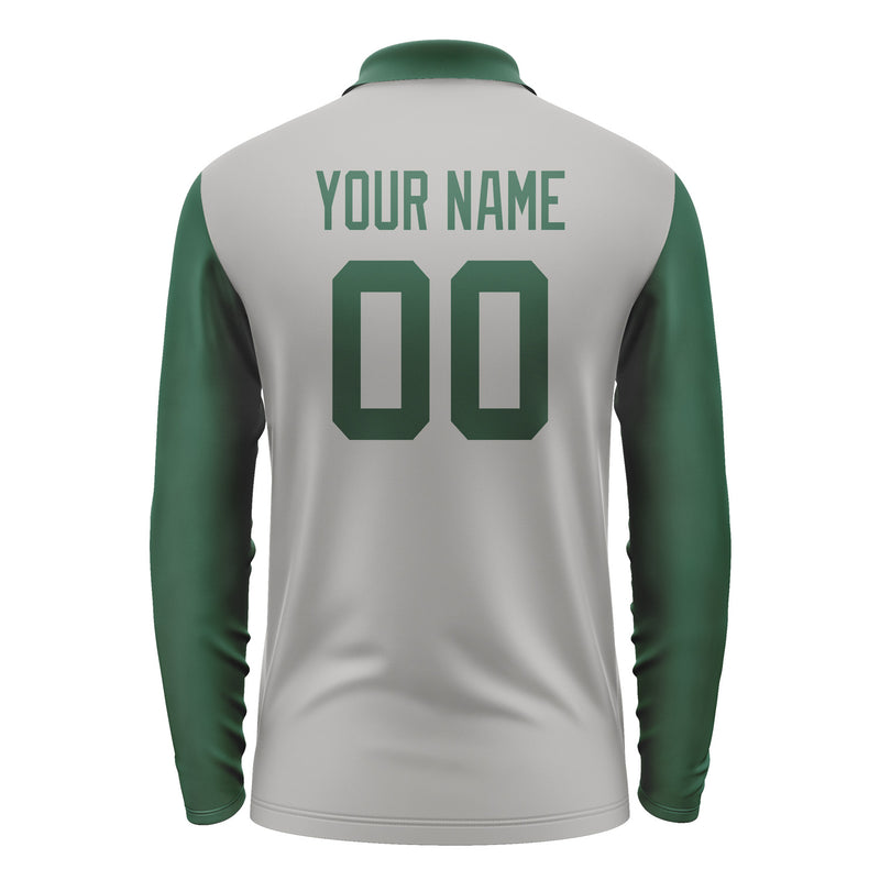Custom Gray Green Long Sleeve Polo Shirt Pl040505B105