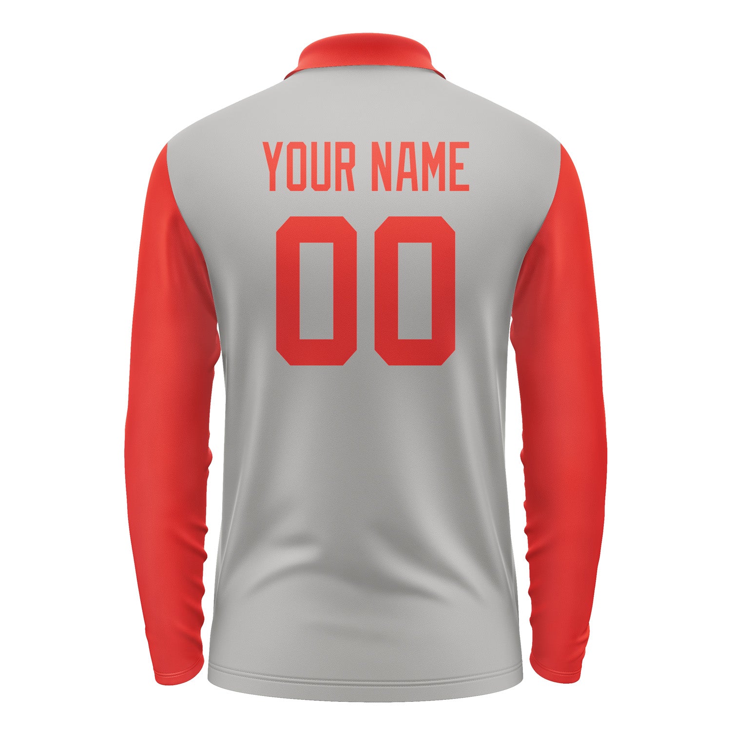 Custom Gray Orange Red Long Sleeve Polo Shirt Pl041212B112