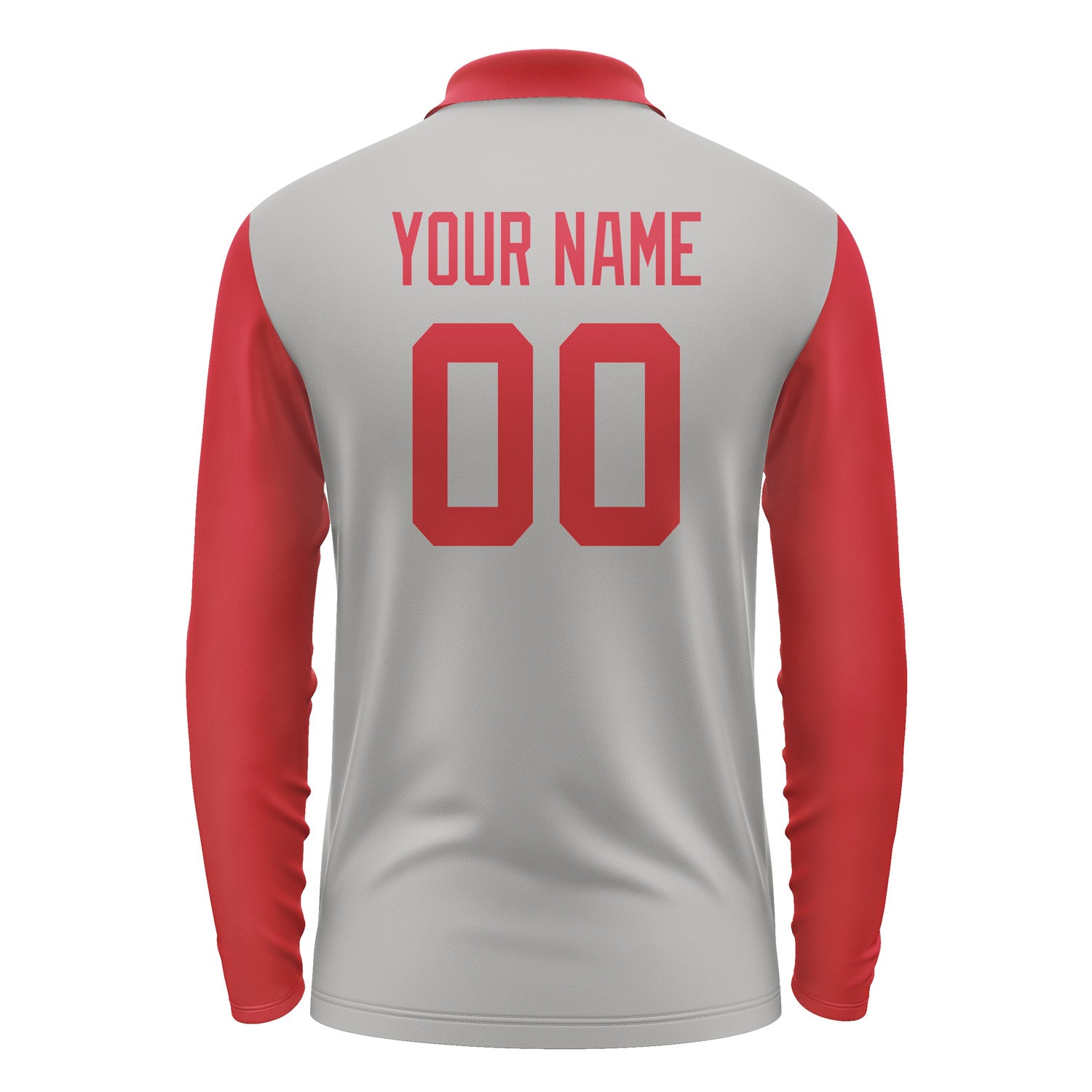 Custom Gray Red Long Sleeve Polo Shirt Pl041414B114