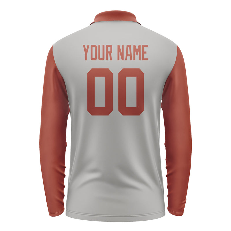 Custom Gray Coral Red Long Sleeve Polo Shirt Pl041616B116