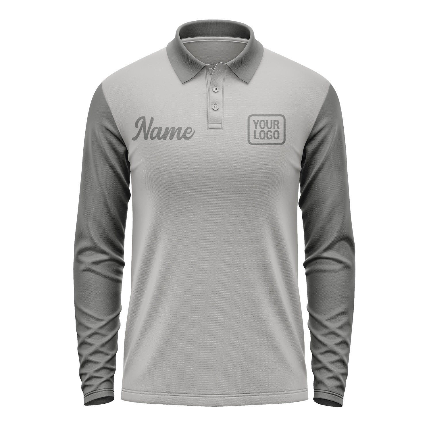 Custom Gray Dark Grey Long Sleeve Polo Shirt Pl042020B120