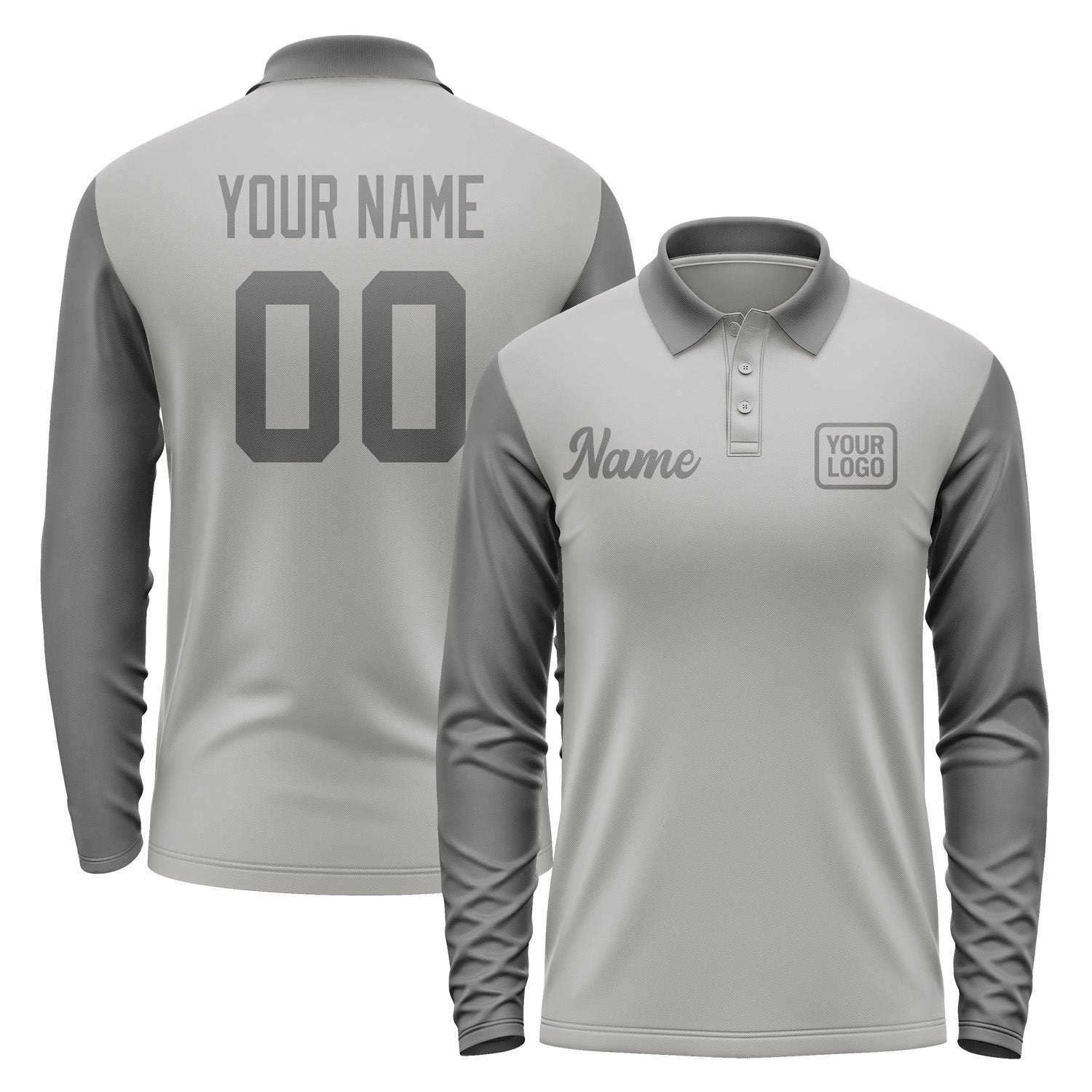 Custom Gray Dark Grey Long Sleeve Polo Shirt Pl042020B120