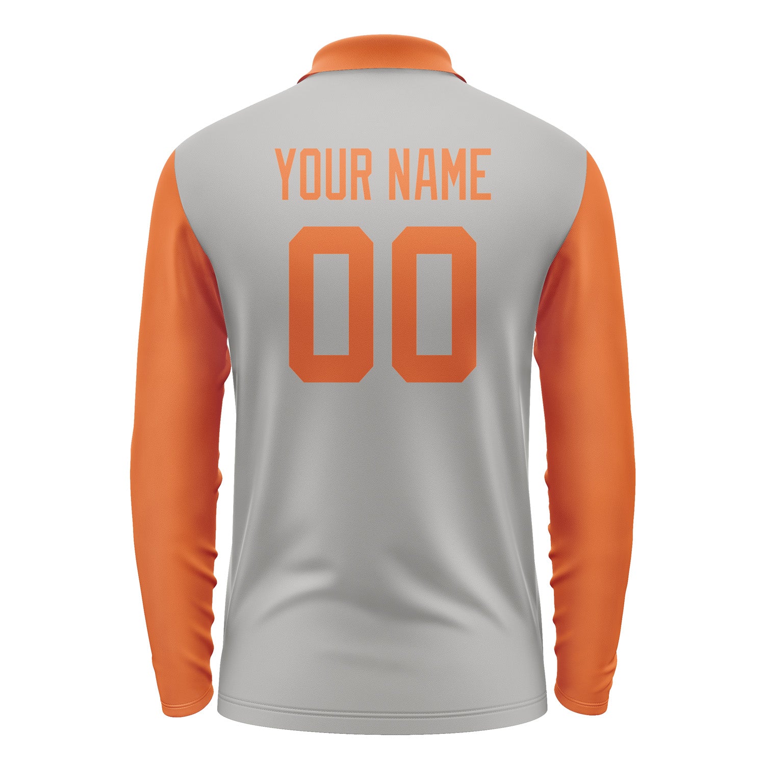 Custom Gray Orange Long Sleeve Polo Shirt Pl042828B128