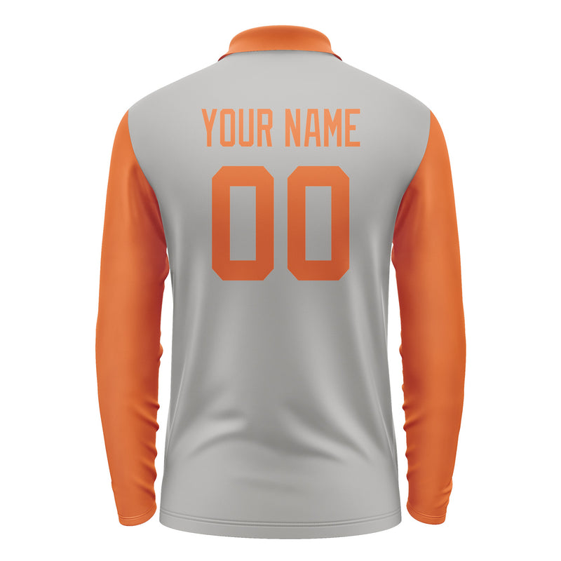 Custom Gray Orange Long Sleeve Polo Shirt Pl042828B128