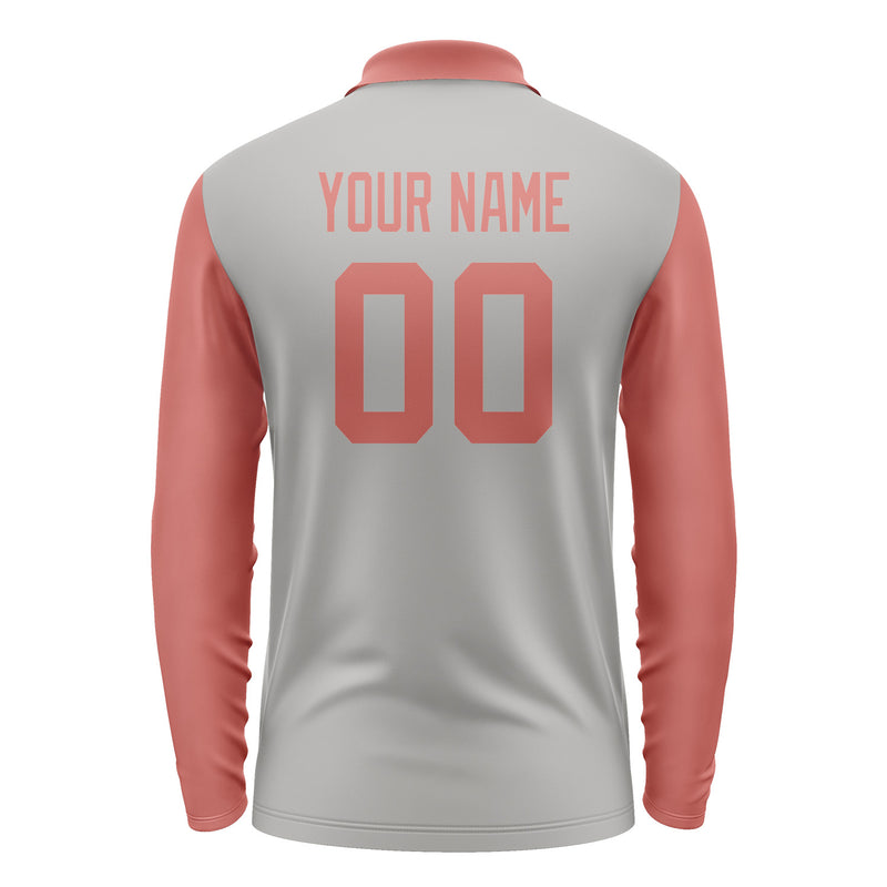 Custom Gray Copper Rose Long Sleeve Polo Shirt Pl042929B129