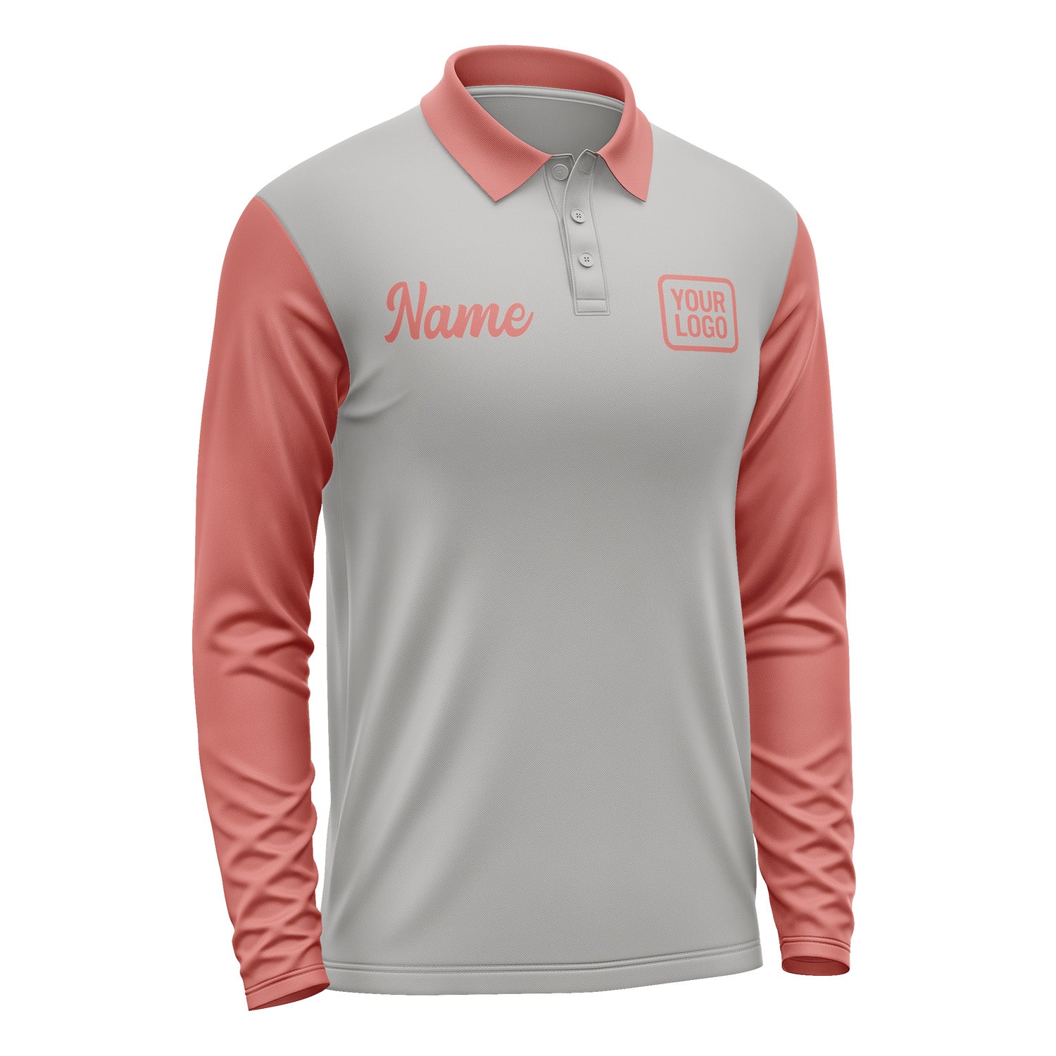 Custom Gray Copper Rose Long Sleeve Polo Shirt Pl042929B129