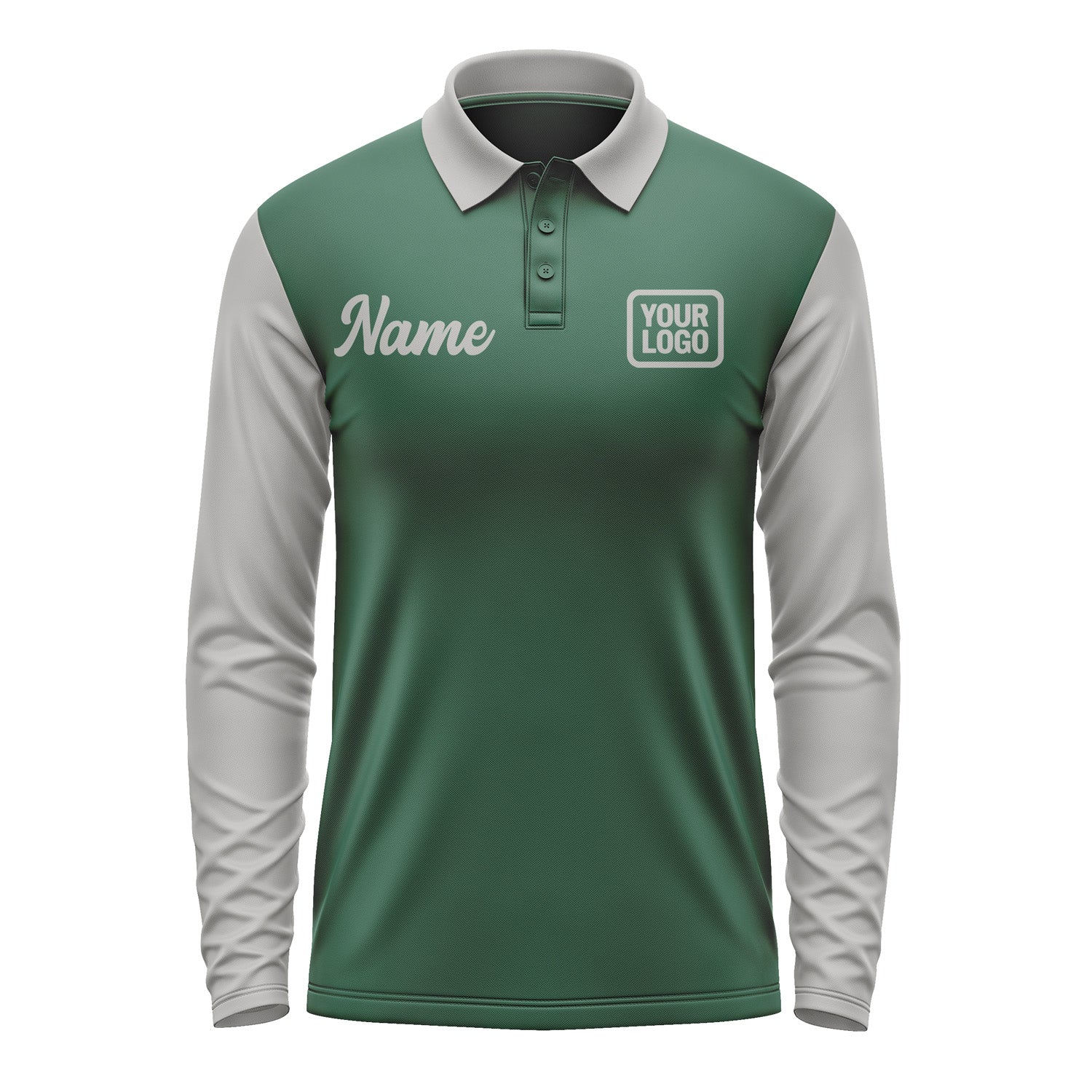 Custom Green Gray Long Sleeve Polo Shirt Pl050404B104