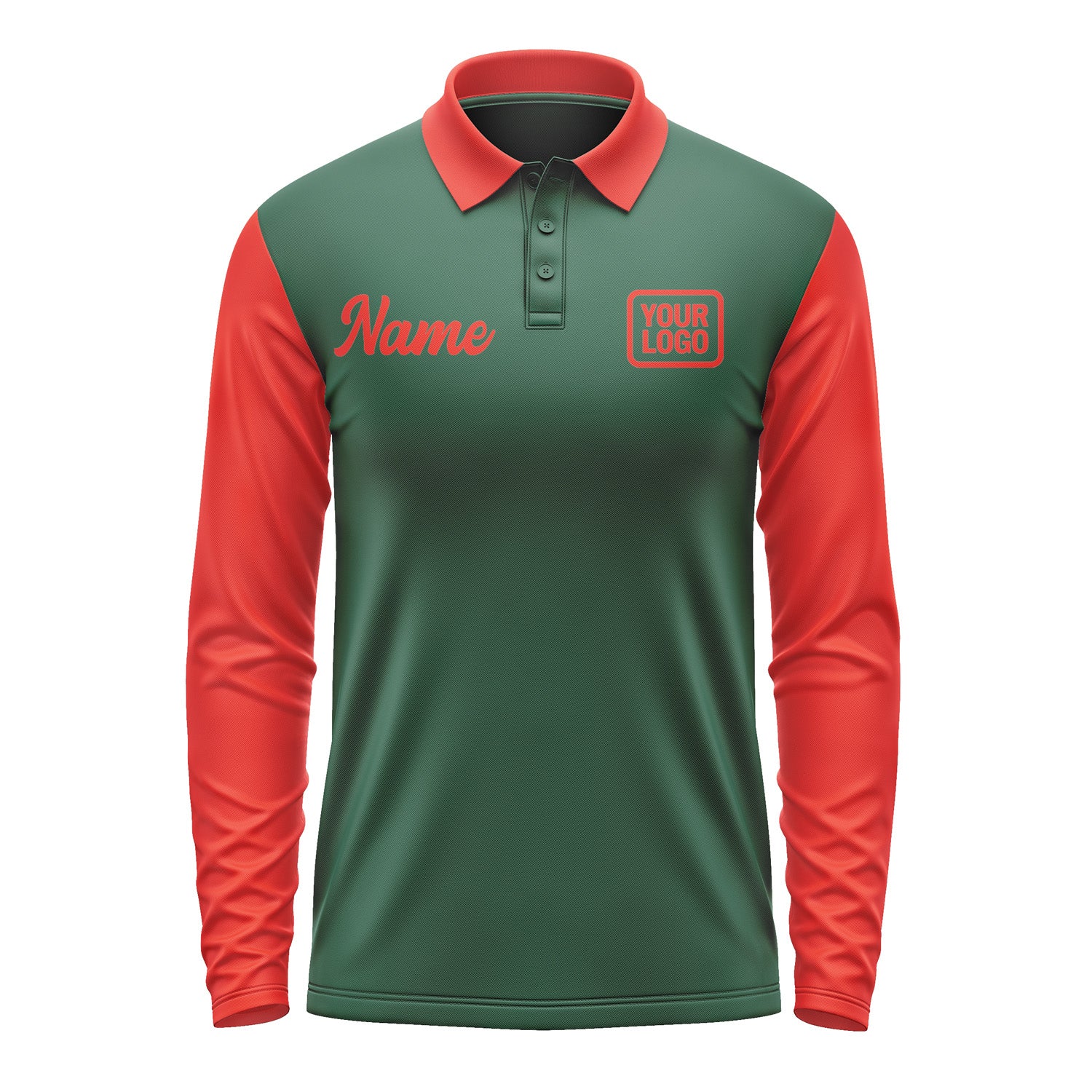 Custom Green Orange Red Long Sleeve Polo Shirt Pl051212B112