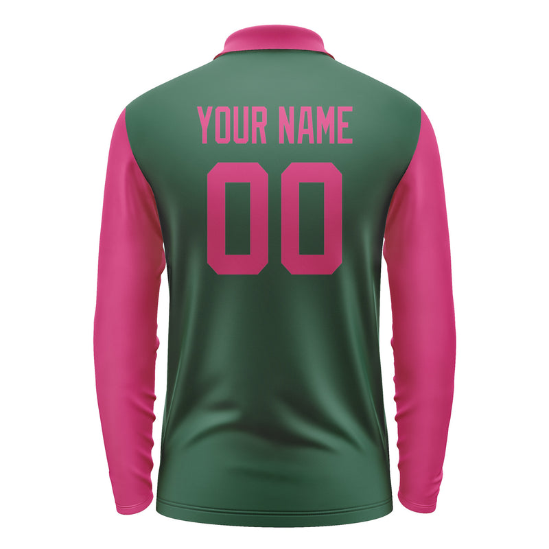 Custom Green Pink Long Sleeve Polo Shirt Pl051313B113