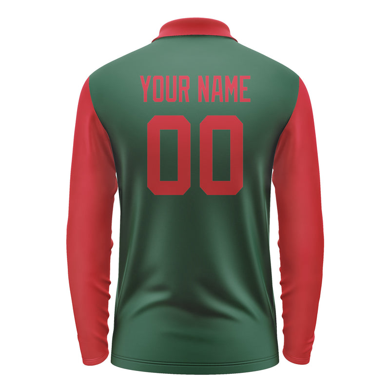 Custom Green Red Long Sleeve Polo Shirt Pl051414B114
