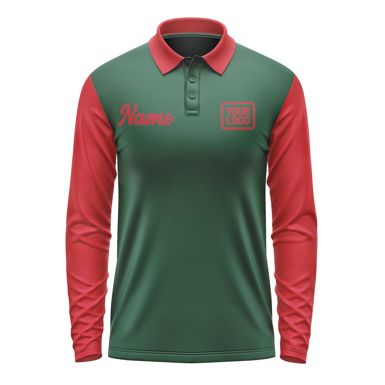 Custom Green Red Long Sleeve Polo Shirt Pl051414B114