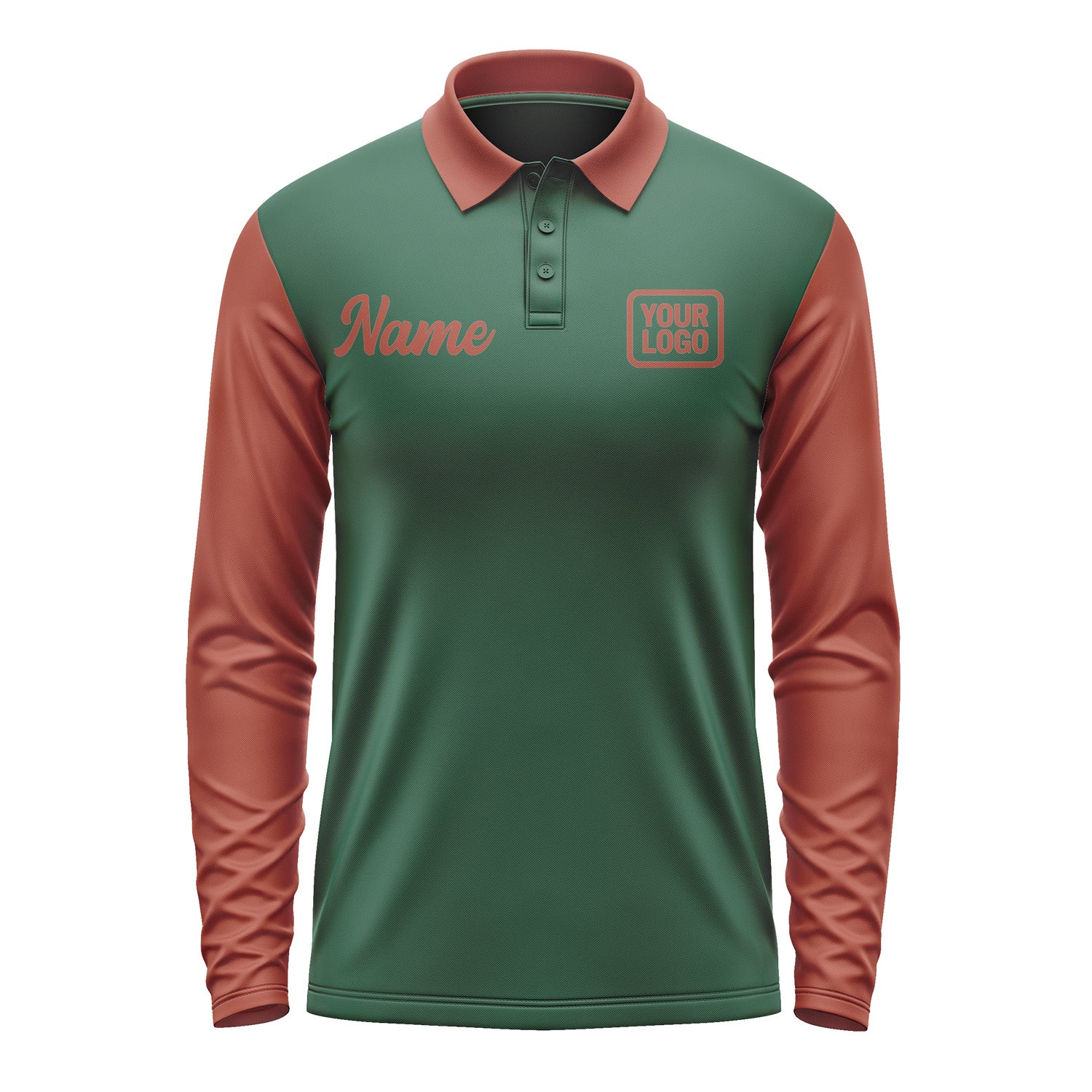 Custom Green Coral Red Long Sleeve Polo Shirt Pl051616B116