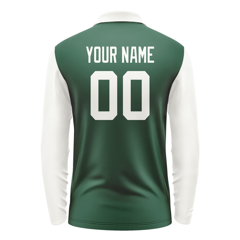 Custom Green White Long Sleeve Polo Shirt Pl051818B118