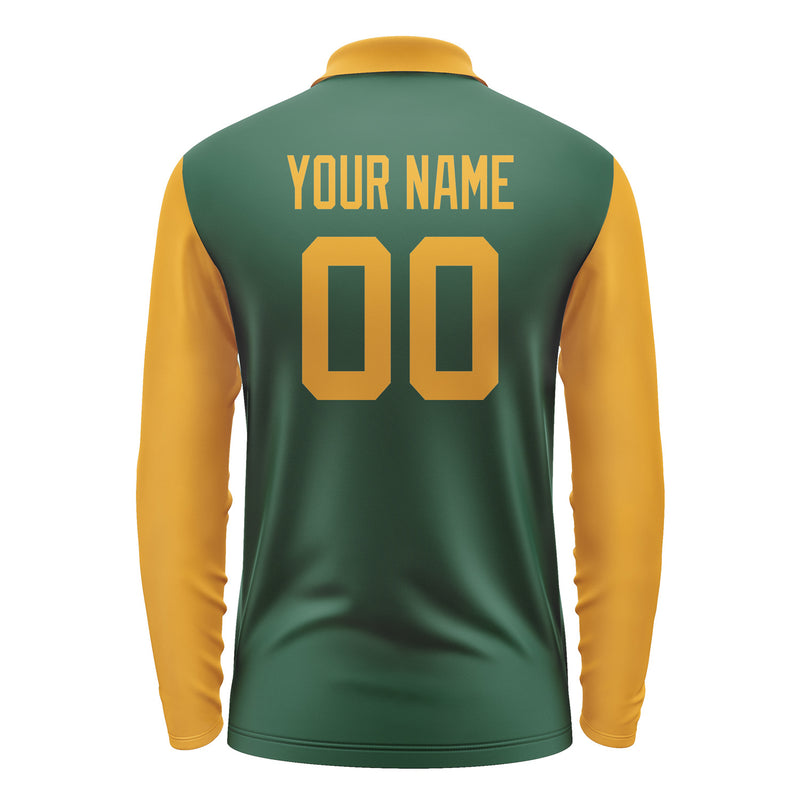 Custom Green Yellow Long Sleeve Polo Shirt Pl051919B119