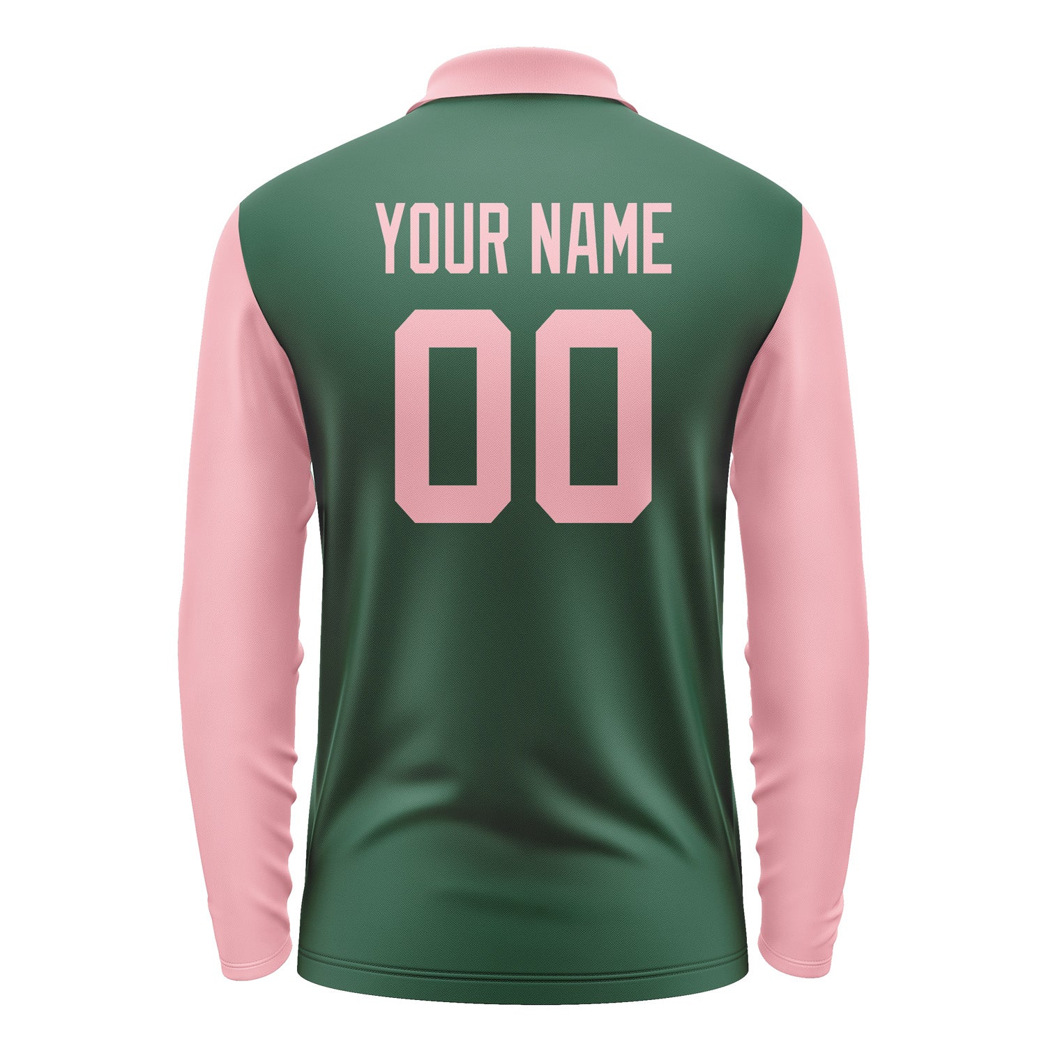 Custom Green Light Pink Long Sleeve Polo Shirt Pl052121B121