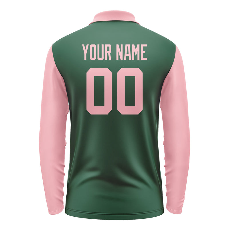 Custom Green Light Pink Long Sleeve Polo Shirt Pl052121B121
