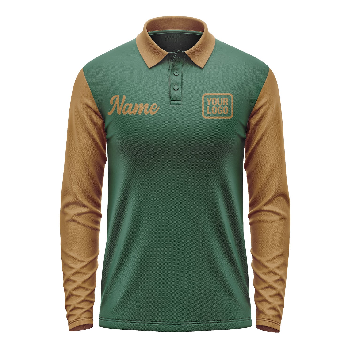 Custom Green Khaki Long Sleeve Polo Shirt Pl052222B122