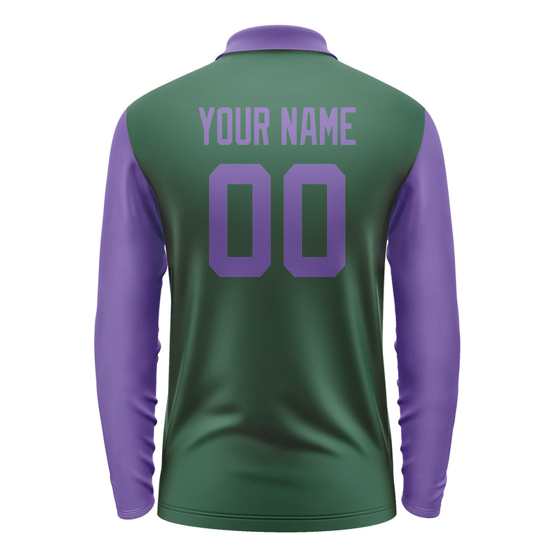 Custom Green Light Purple Long Sleeve Polo Shirt Pl052323B123