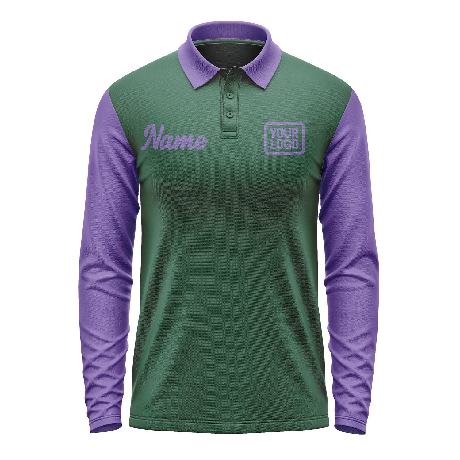 Custom Green Light Purple Long Sleeve Polo Shirt Pl052323B123