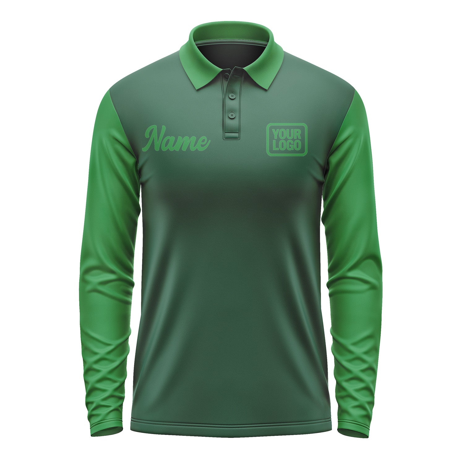 Custom Green Emerald Green Long Sleeve Polo Shirt Pl052424B124