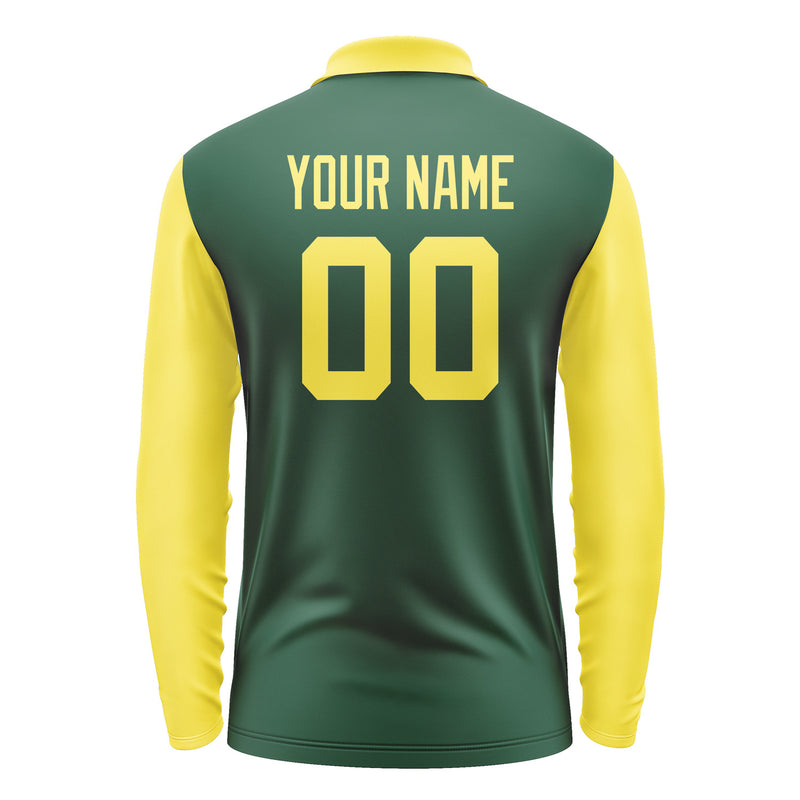Custom Green Light Yellow Long Sleeve Polo Shirt Pl052626B126