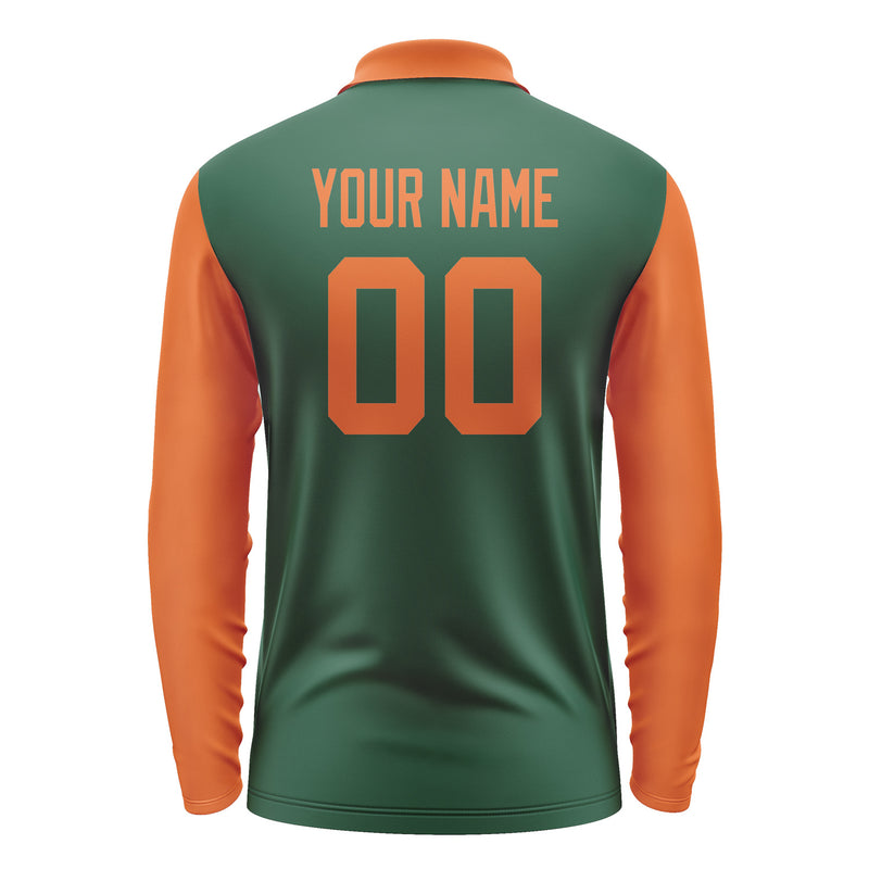 Custom Green Orange Long Sleeve Polo Shirt Pl052828B128