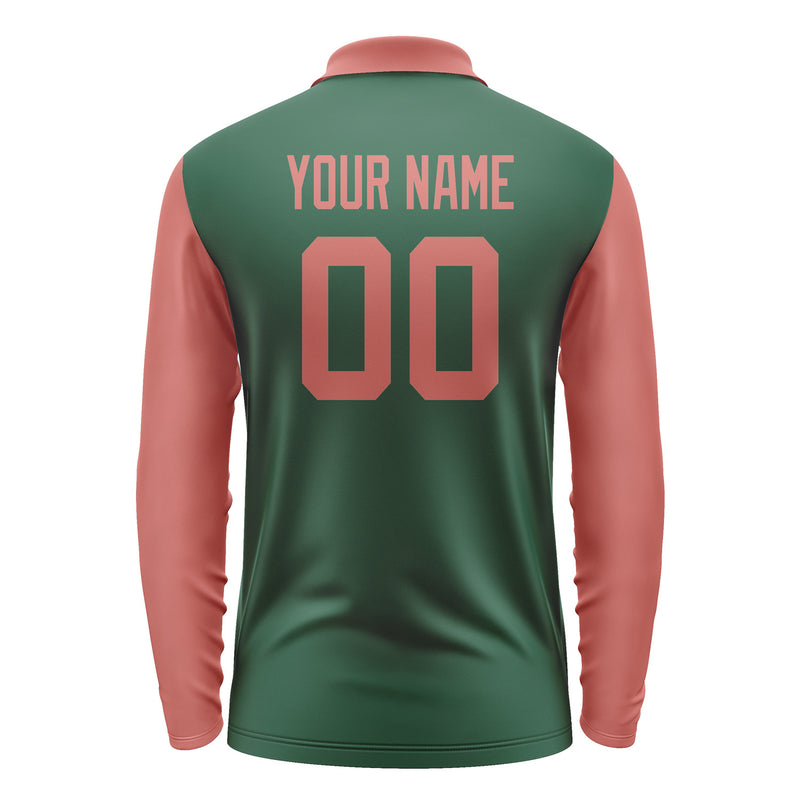 Custom Green Copper Rose Long Sleeve Polo Shirt Pl052929B129