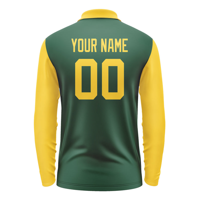 Custom Green Gold Long Sleeve Polo Shirt Pl053030B130