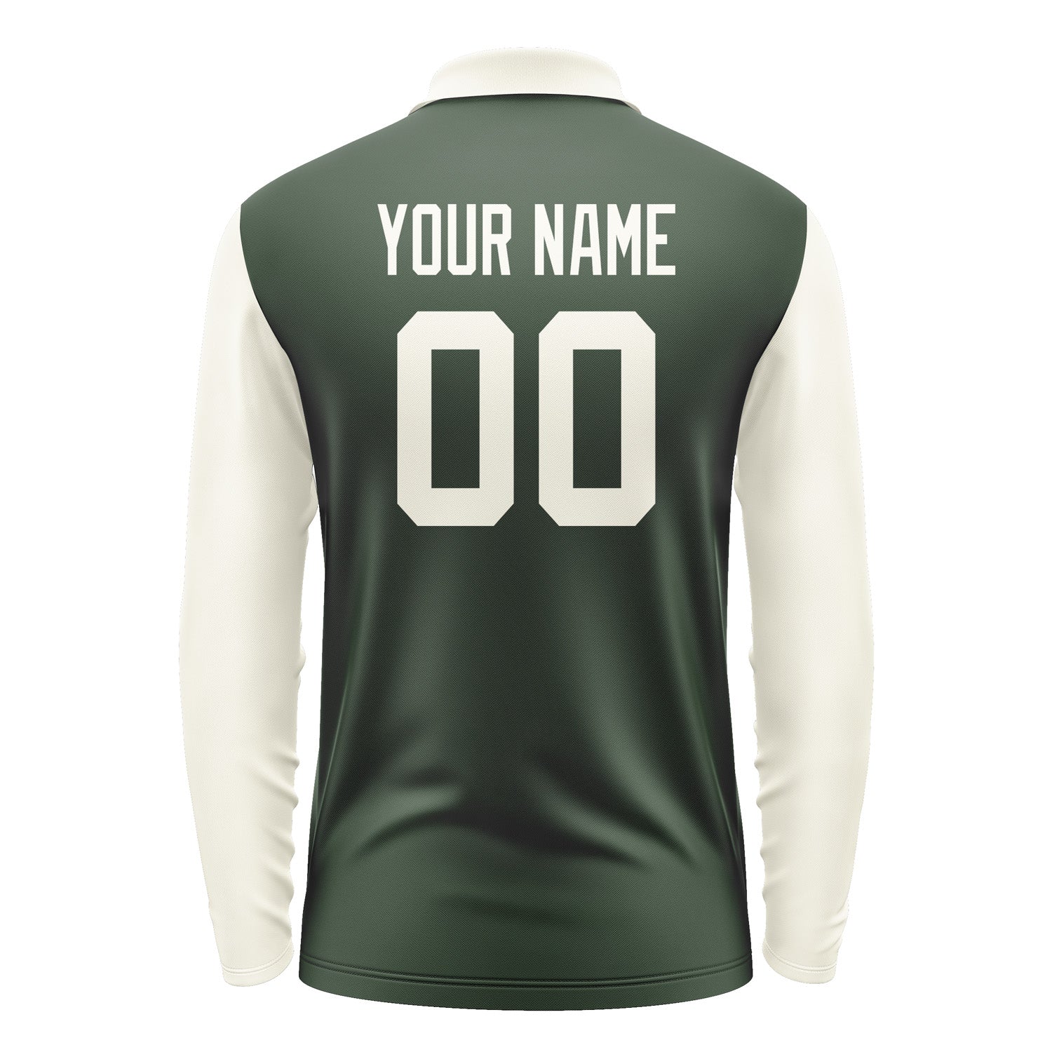 Custom Dark Green Cream Long Sleeve Polo Shirt Pl060303B103